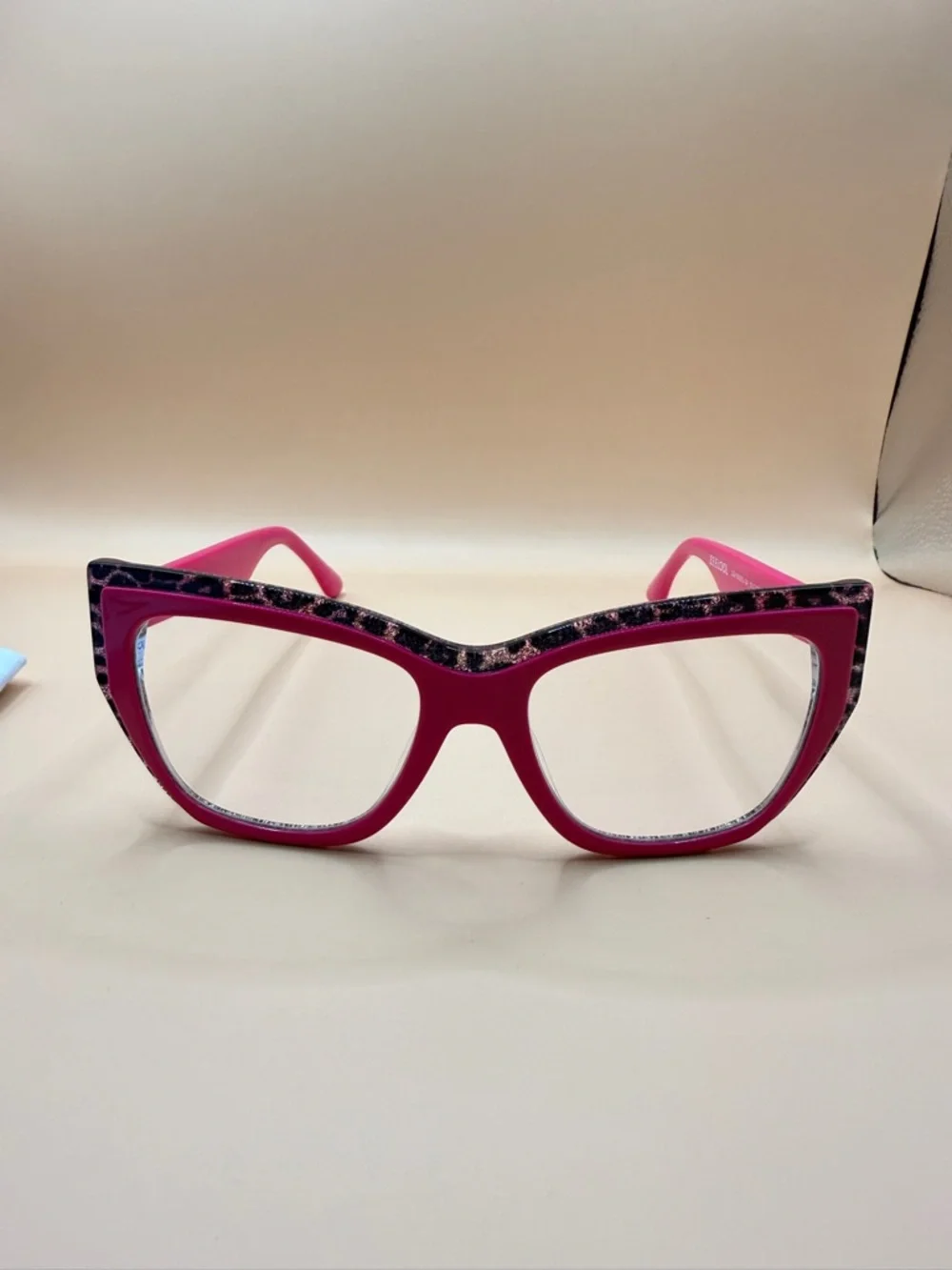 Zeelool Hot Pink Leopard Trim Eyeglasses Frame, Unknown Prescription